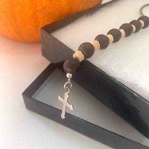 .925 Silver Cross Charm Keychain
